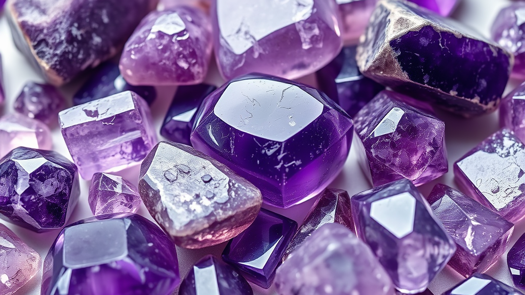 várias pedras naturais ametista