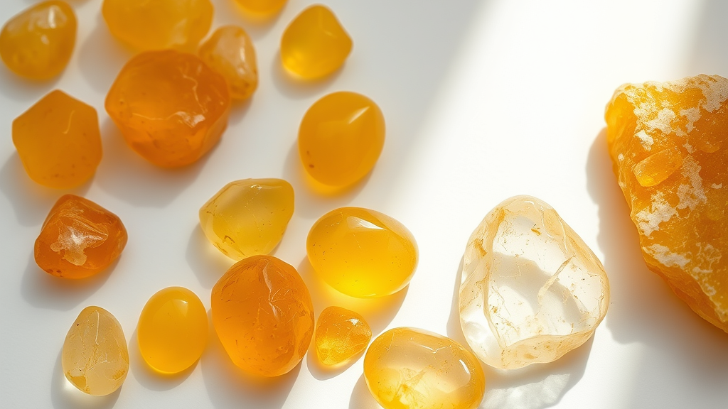 várias pedras naturais citrino