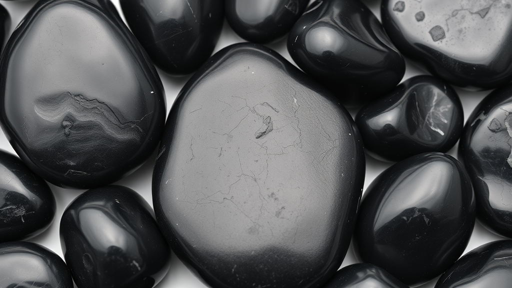 várias pedras naturais obsidiana negra