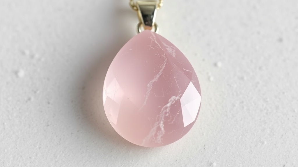 um pingente com pedra quartzo rosa