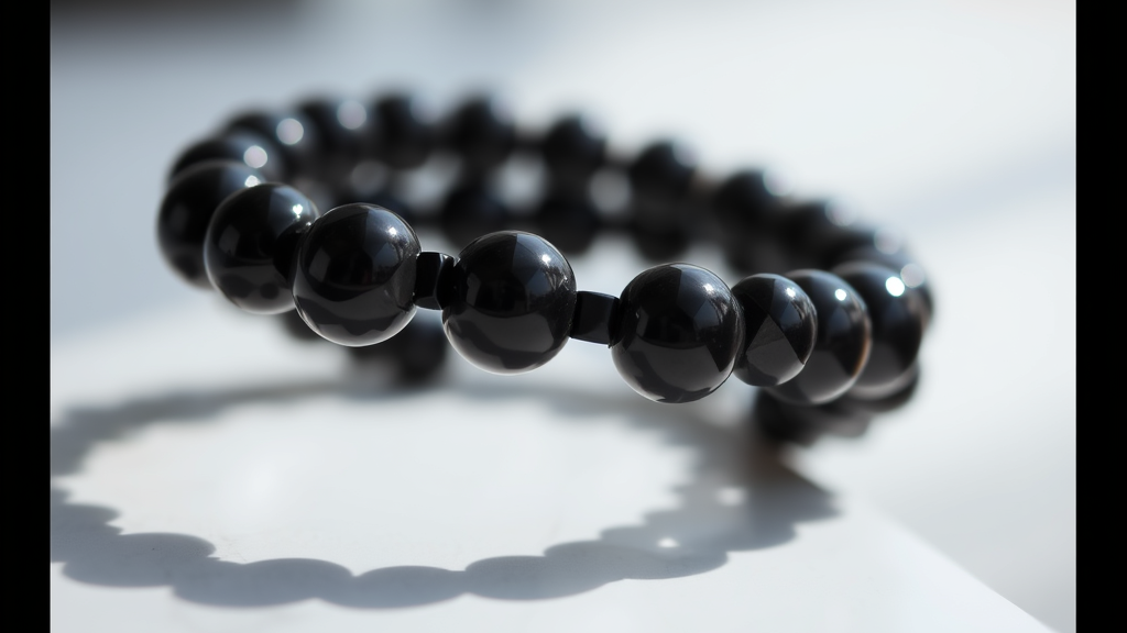 pulseira de pedra obsidiana negra