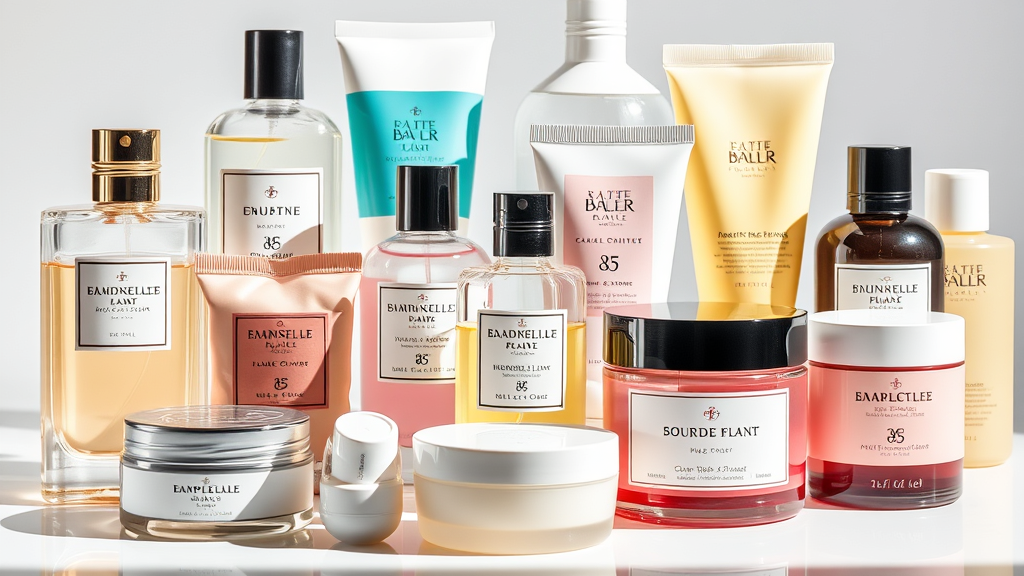 varios produtos químicos como perfumes, cremes, loções