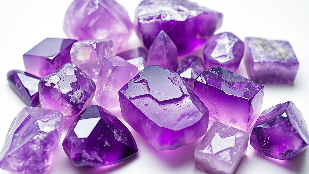 varias pedras ametistas espalhadas