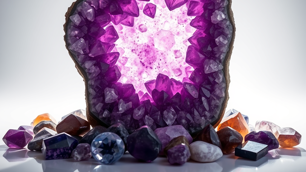 Drusa de ametista energizando outras pedras