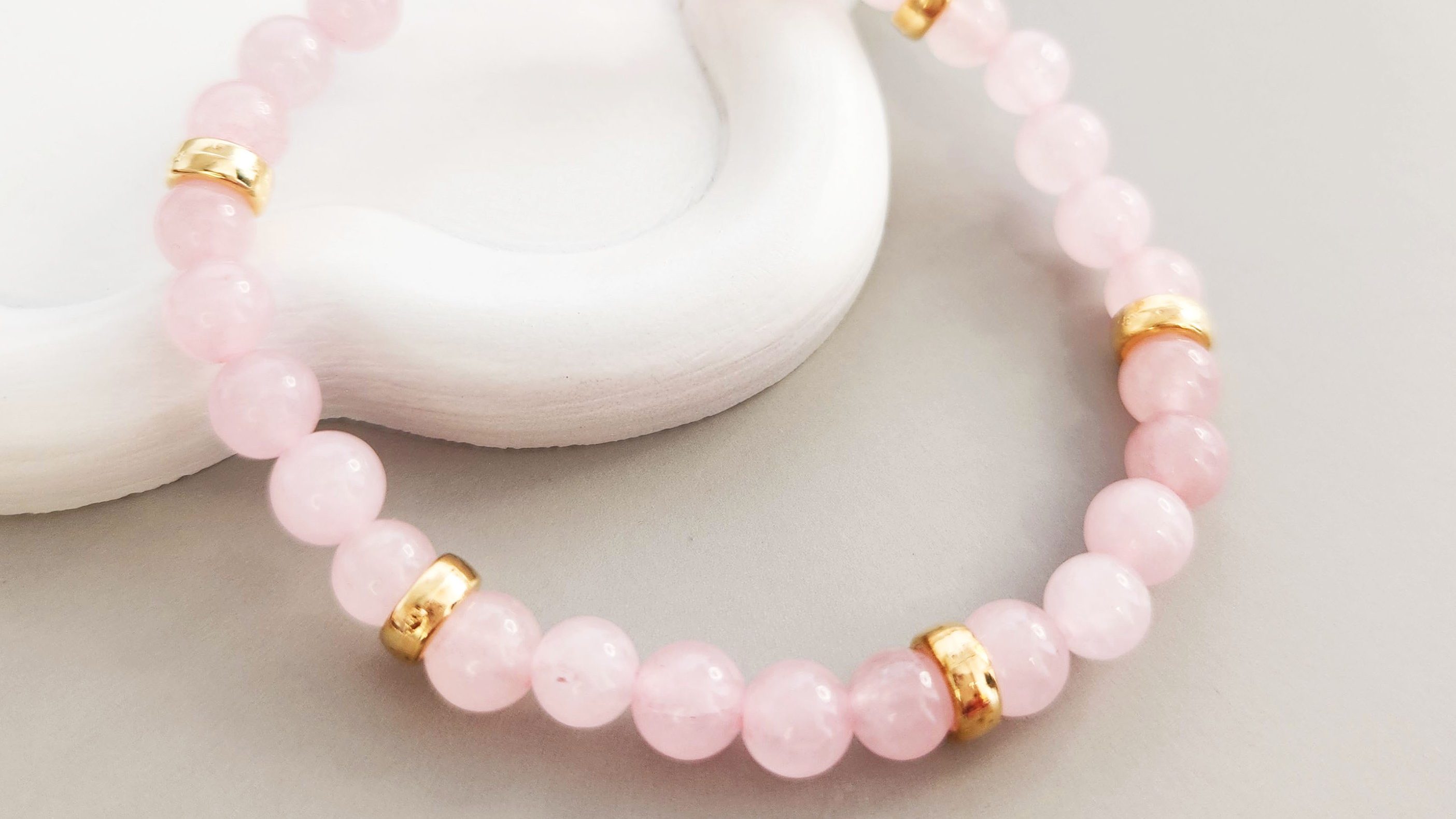 pulseira pedra natural-quartzo rosa